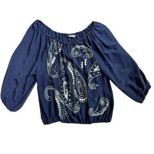 Trina Turk - Women's Top - 100% Silk - Navy - Size L